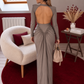 ROBE DOS NU SATIN TAUPE