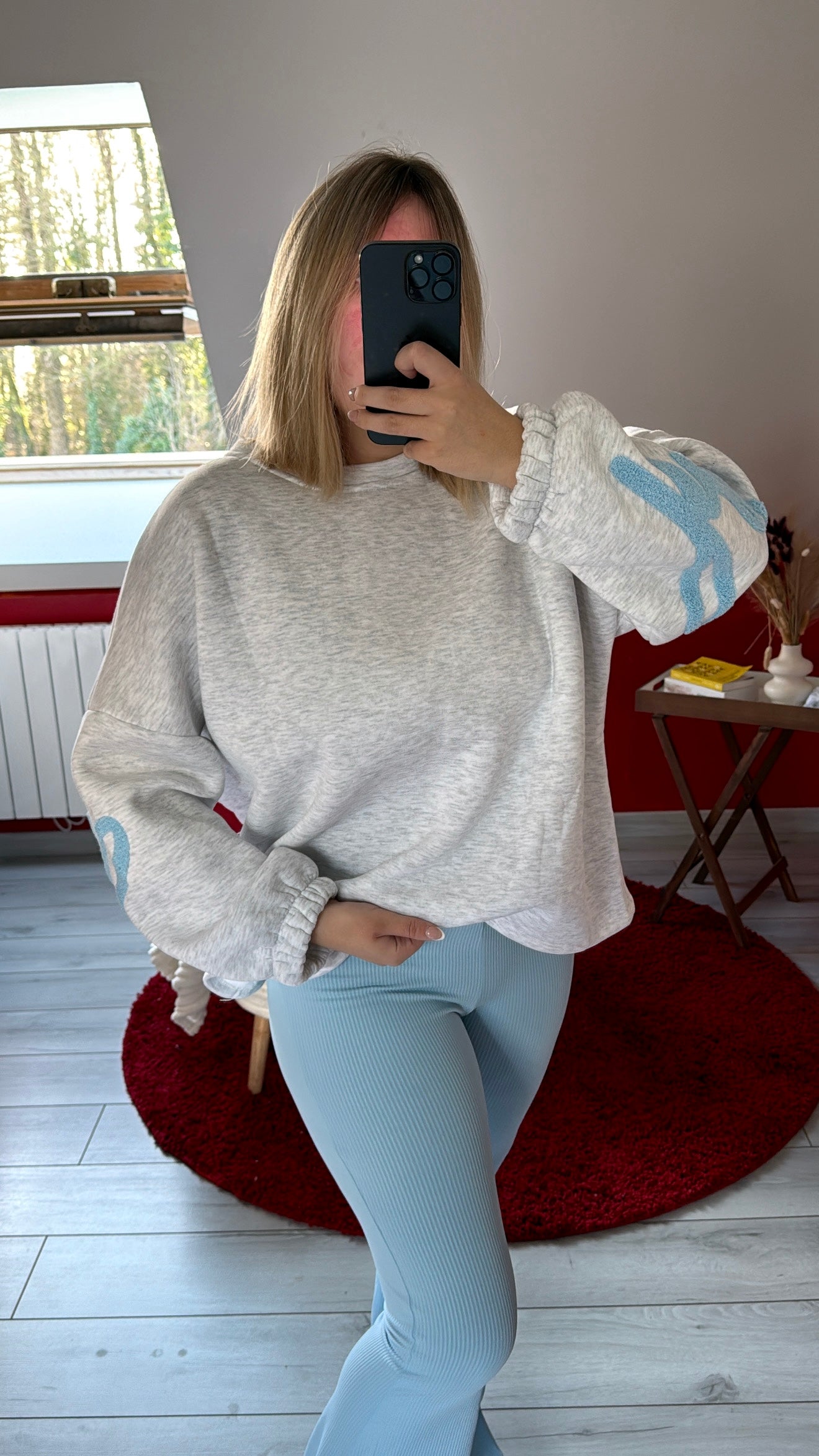 SWEAT COTON BE HAPPY BLEU - MaisonKLLY