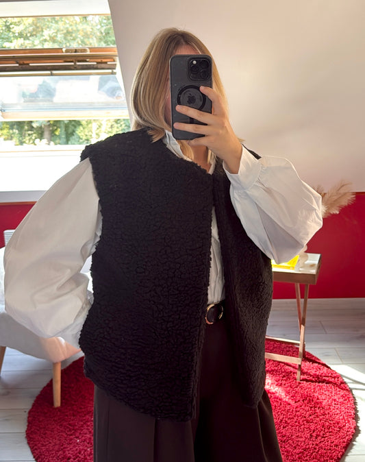 VESTE MOUMOUTE SANS MANCHE NOIR - MaisonKLLY