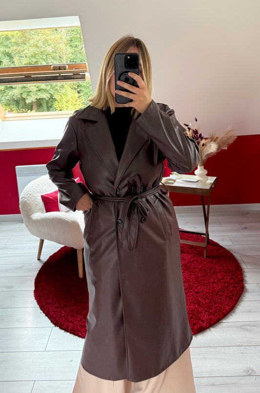 TRENCH SIMILICUIR CHOCOLAT - MaisonKLLY