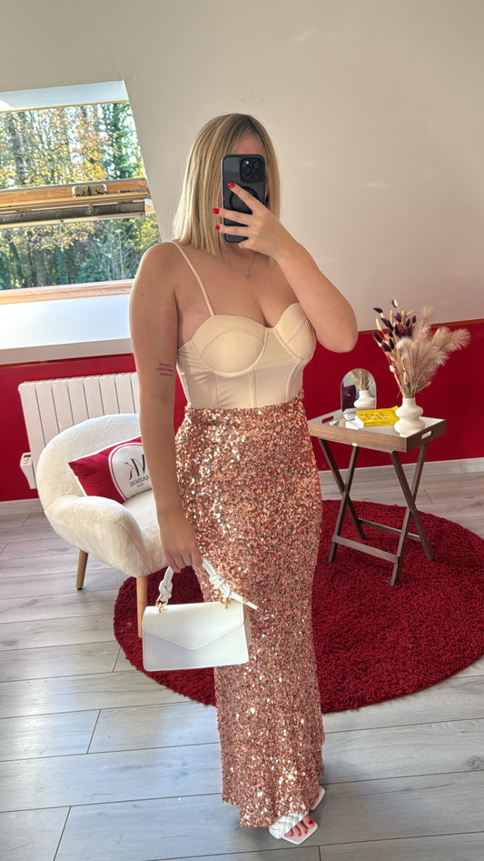JUPE À SEQUIN CHAMPAGNE - MaisonKLLY