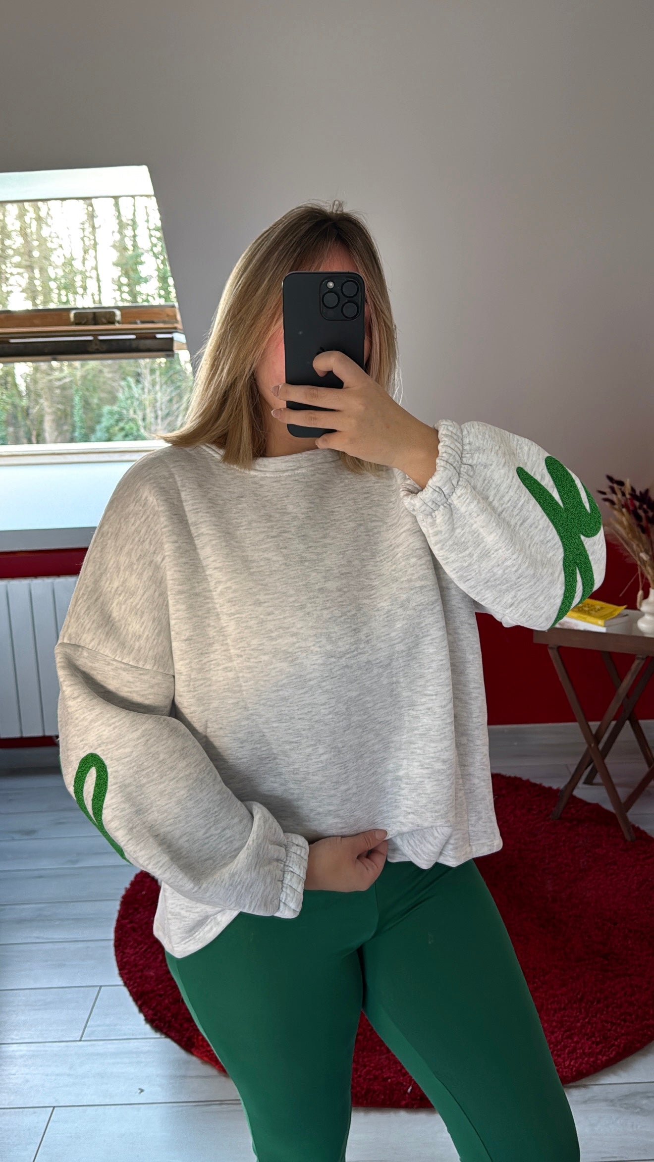 SWEAT COTON BE HAPPY VERT - MaisonKLLY