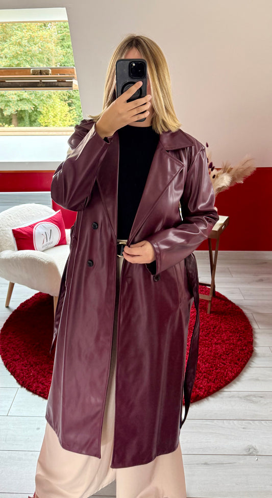 TRENCH SIMILICUIR BORDEAUX - MaisonKLLY
