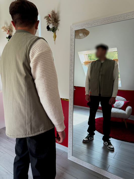 VESTE SANS MANCHE KAKI - MaisonKLLY