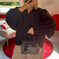 CHEMISE MANCHE BOUFFANTE NOIR - MaisonKLLY