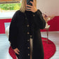 VESTE BOUTONNÉE LONGUE NOIR - MaisonKLLY