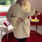 MANTEAU COURT MANCHE FOURRURE BEIGE