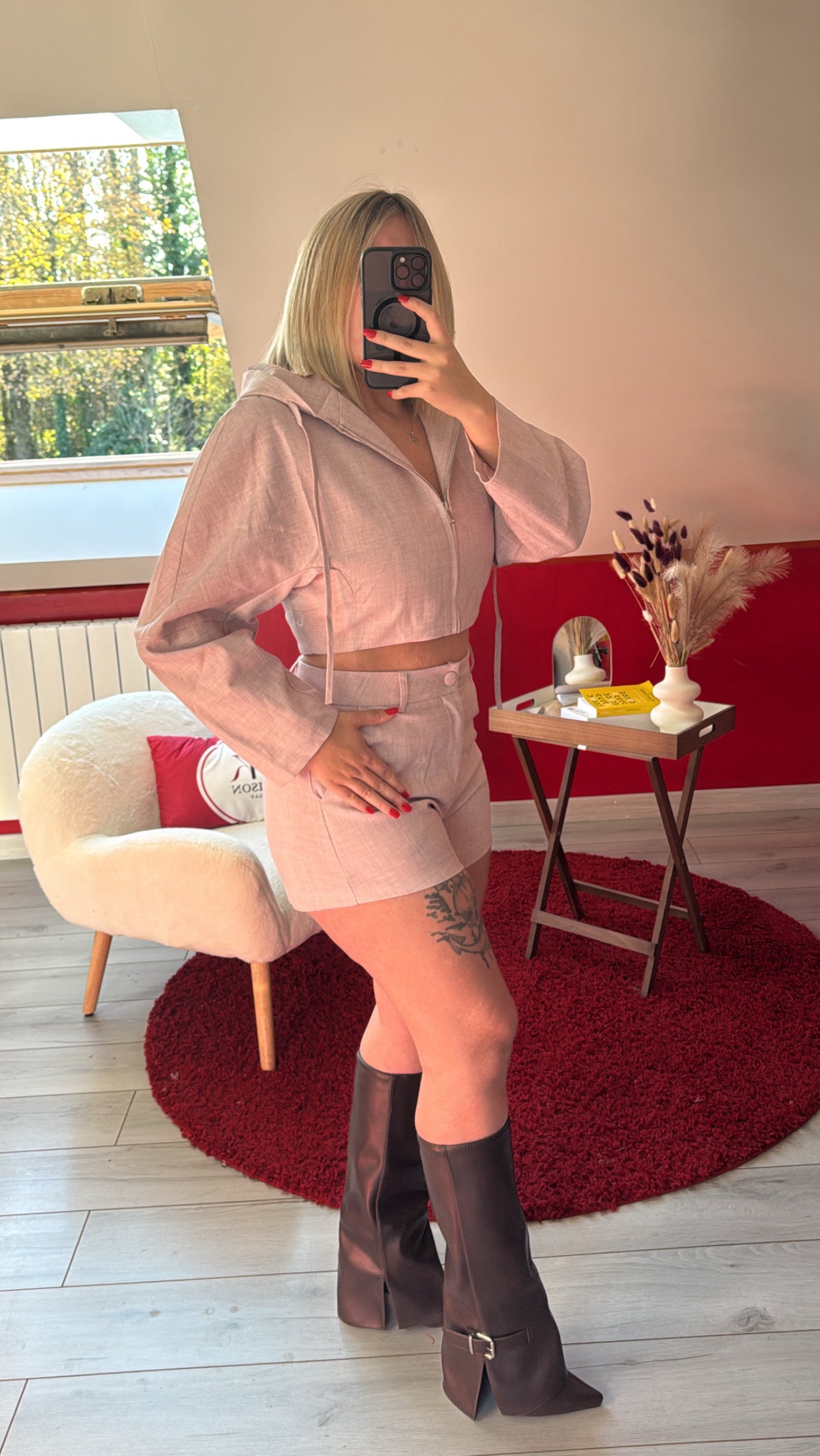 ENSEMBLE SHORT COTON ROSE - MaisonKLLY