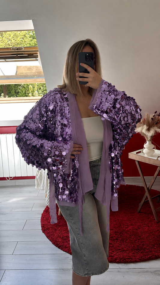 KIMONO SEQUIN PORTEFEUILLE VIOLET - MaisonKLLY