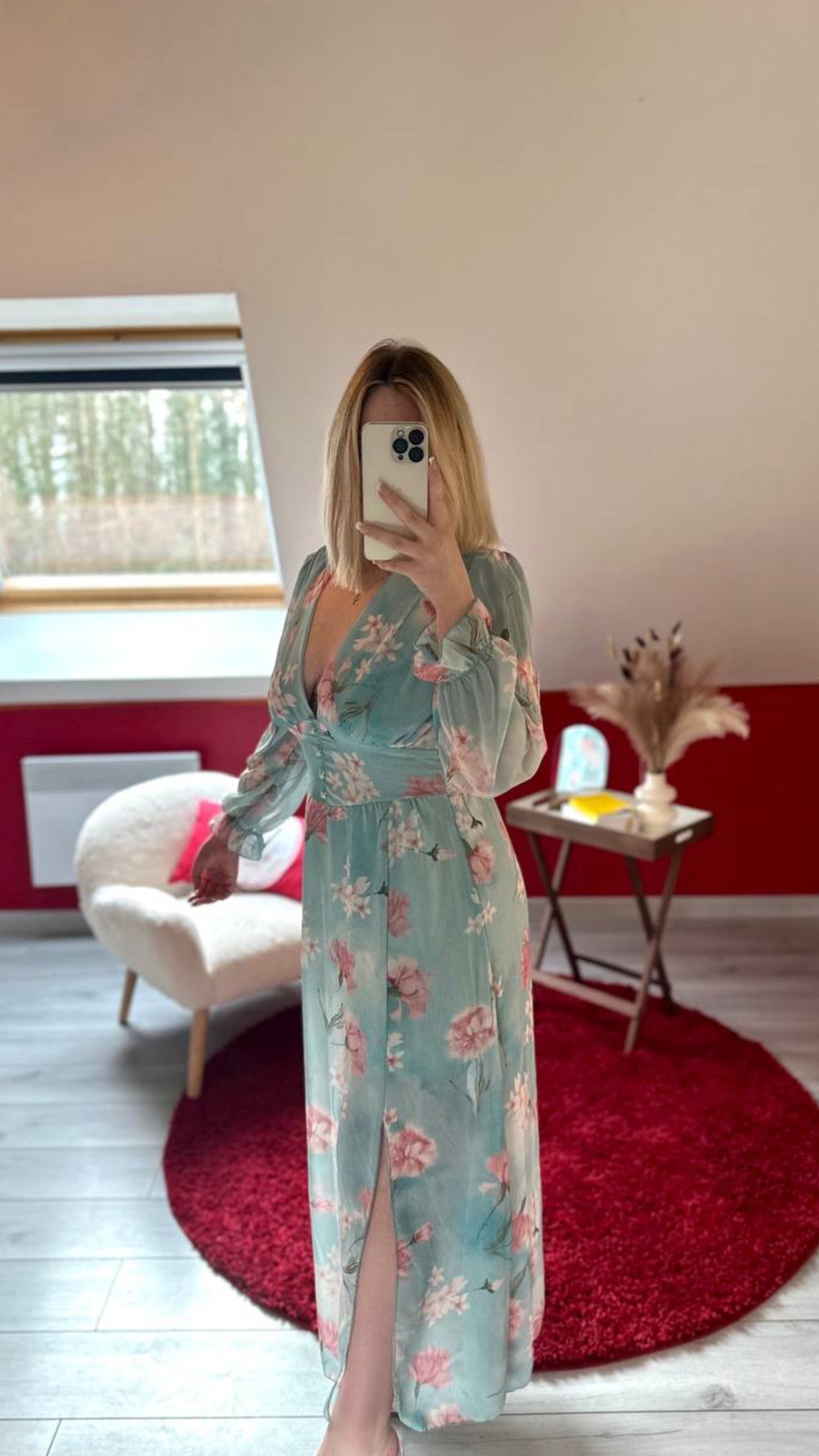 ROBE FLEURS BLEU - MaisonKLLY
