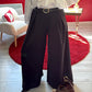 PANTALON FLUIDE NOIR AVEC CEINTURE - MaisonKLLY