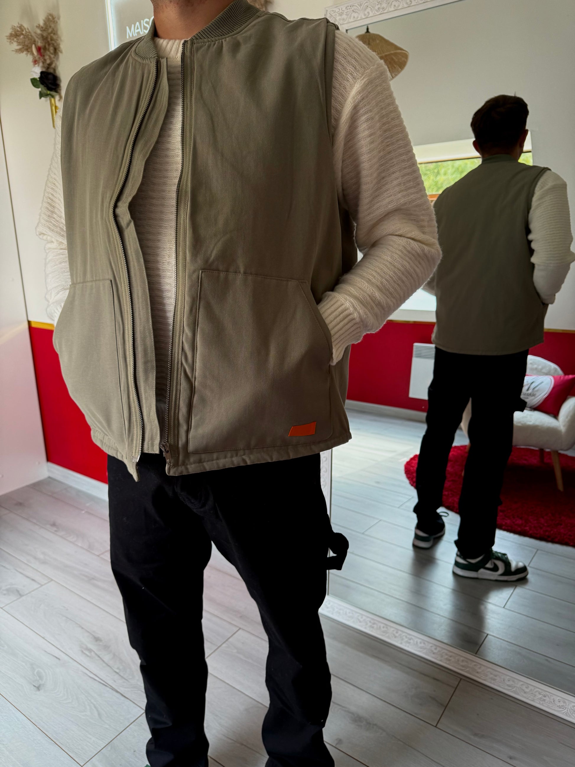 VESTE SANS MANCHE KAKI - MaisonKLLY