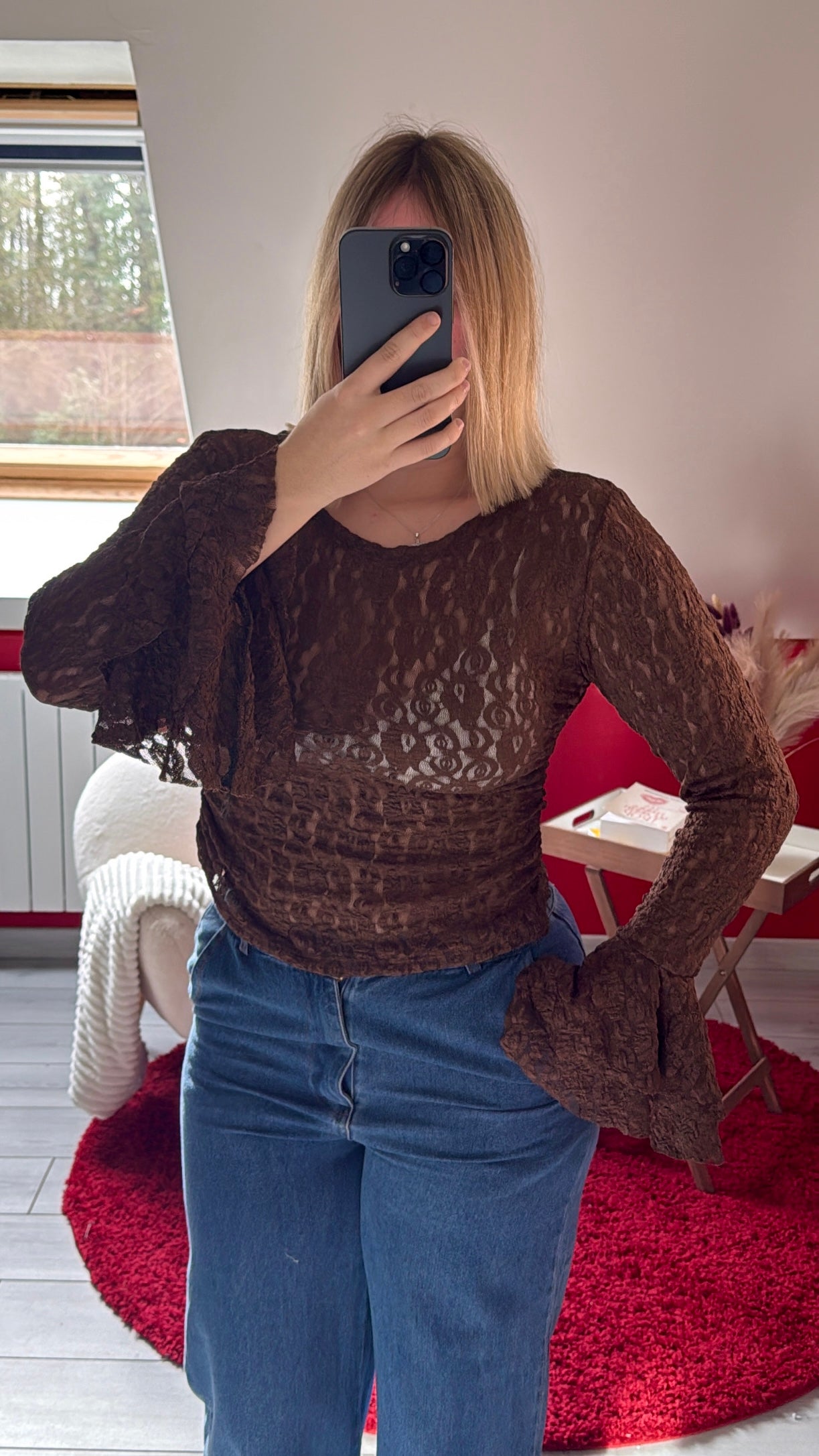 HAUT DENTELLE CHOCOLAT - MaisonKLLY