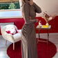 ROBE DOS NU SATIN TAUPE