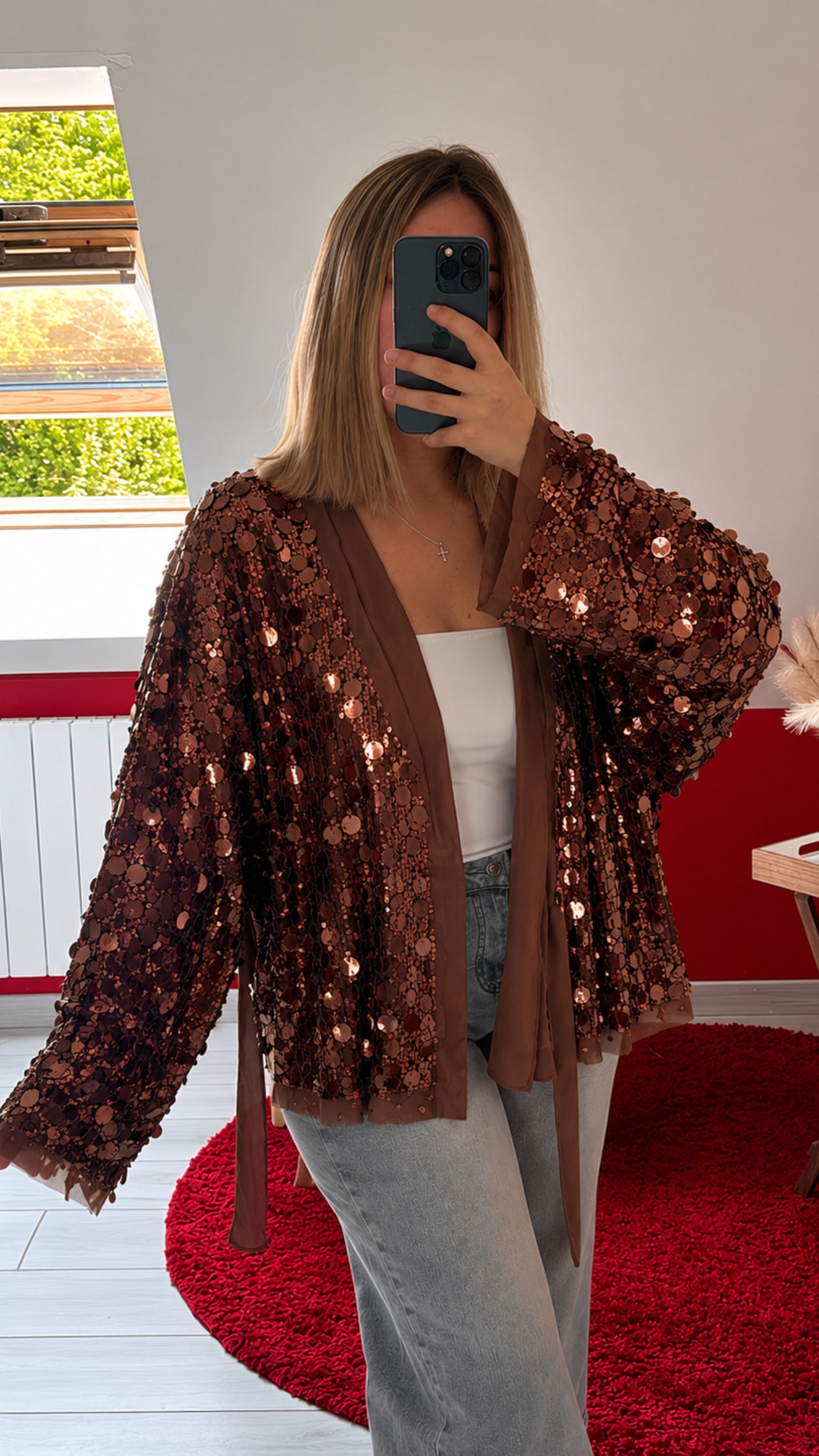 KIMONO SEQUIN PORTEFEUILLE CHOCOLAT - MaisonKLLY