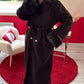 MANTEAU LONG MANCHE FOURRURE NOIR