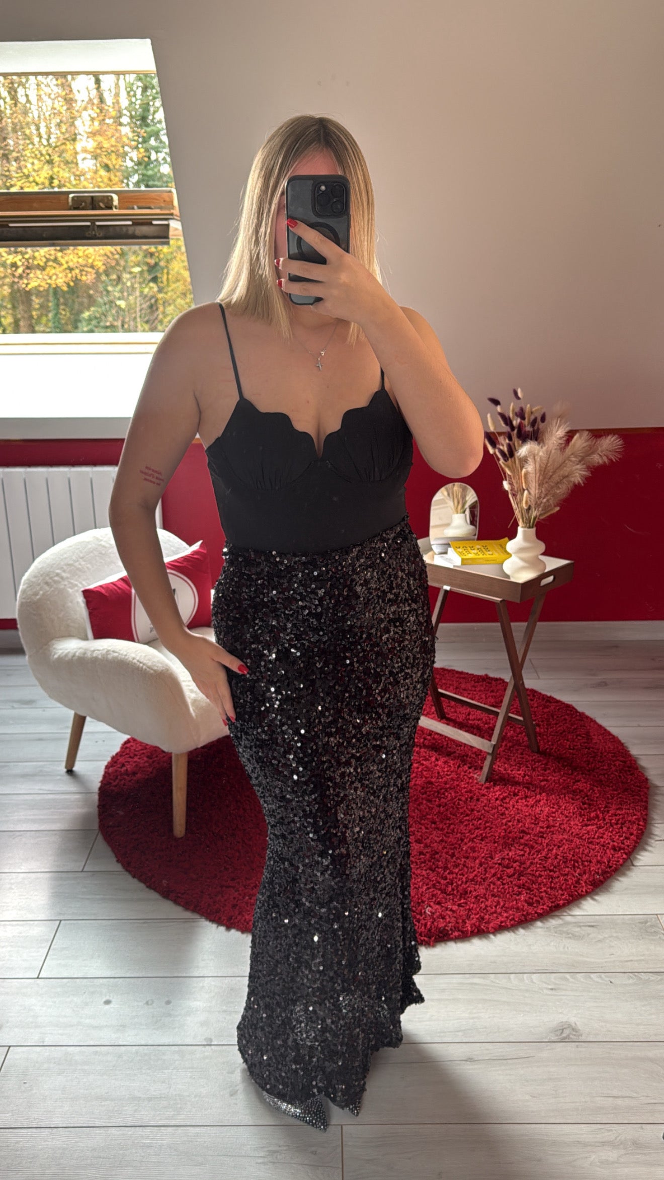 JUPE À SEQUIN NOIR - MaisonKLLY