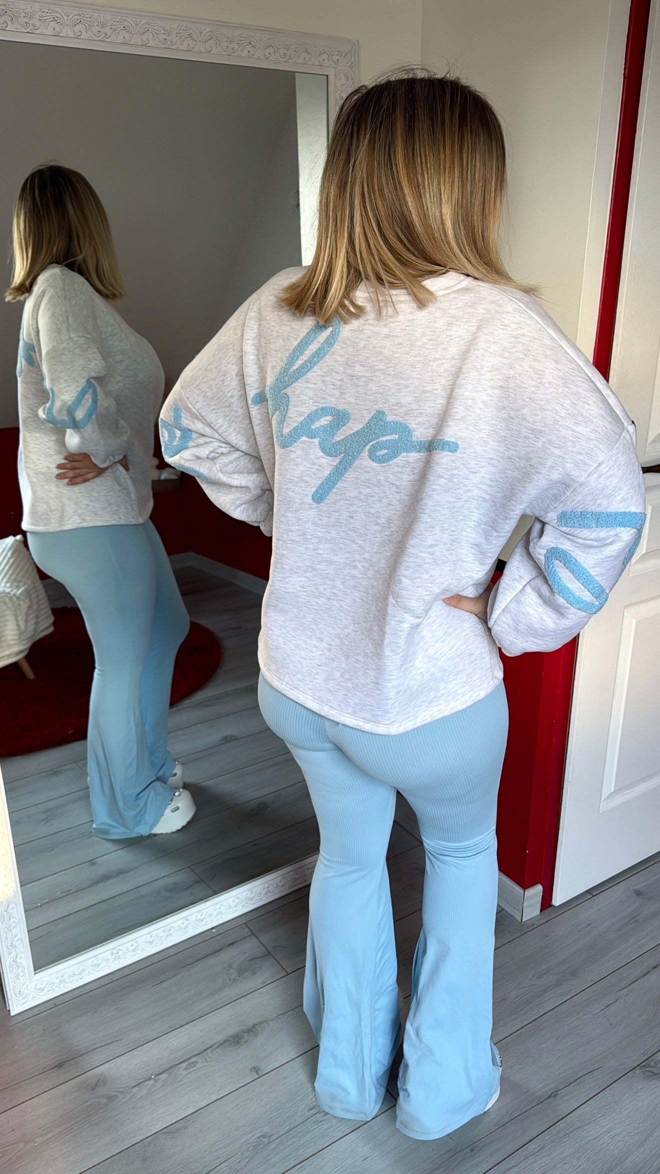 SWEAT COTON BE HAPPY BLEU - MaisonKLLY