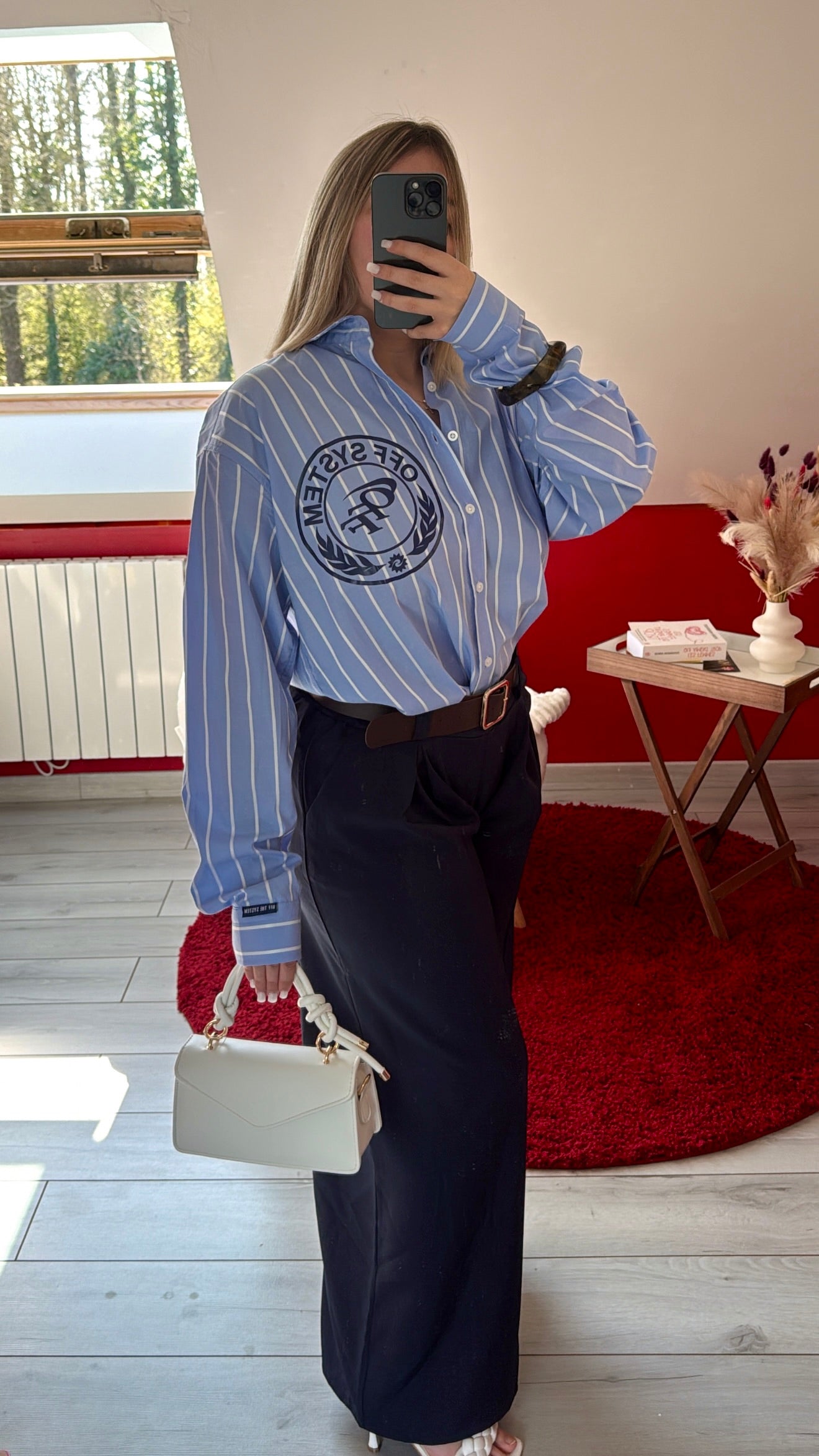 PANTALON CEINTURE BLEU MARINE - MaisonKLLY