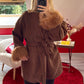 MANTEAU COURT MANCHE FOURRURE CHOCOLAT