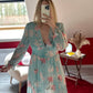 ROBE FLEURS BLEU - MaisonKLLY