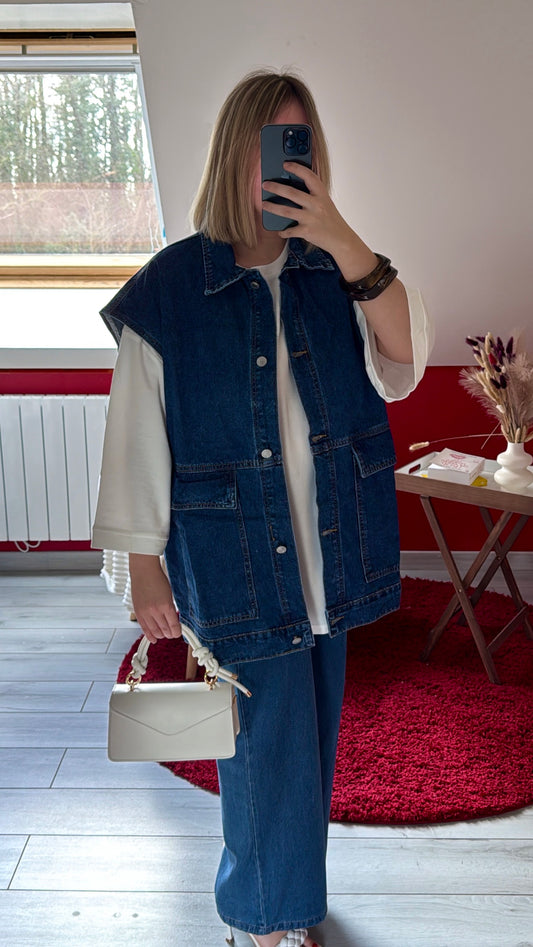 VESTE SANS MANCHE JEANS - MaisonKLLY