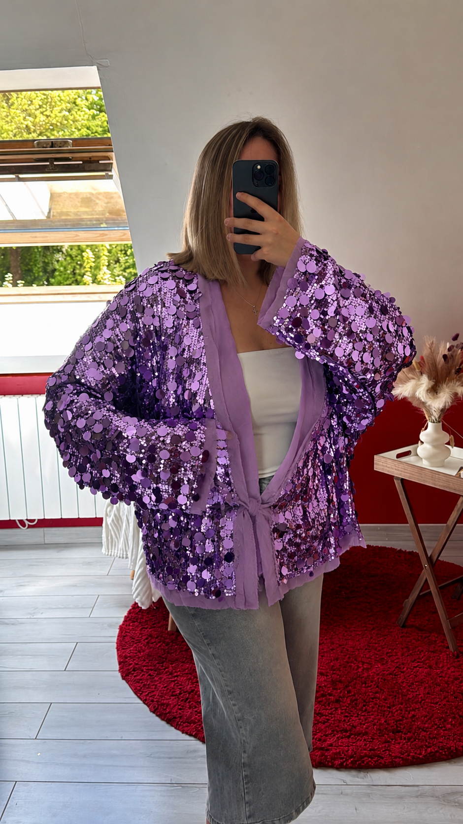 KIMONO SEQUIN PORTEFEUILLE VIOLET - MaisonKLLY