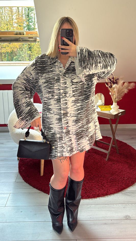 ROBE/VESTE EN JEANS ZÉBRÉ - MaisonKLLY