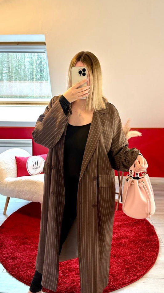 VESTE BLAZER OVERSIZE CHOCOLAT - MaisonKLLY