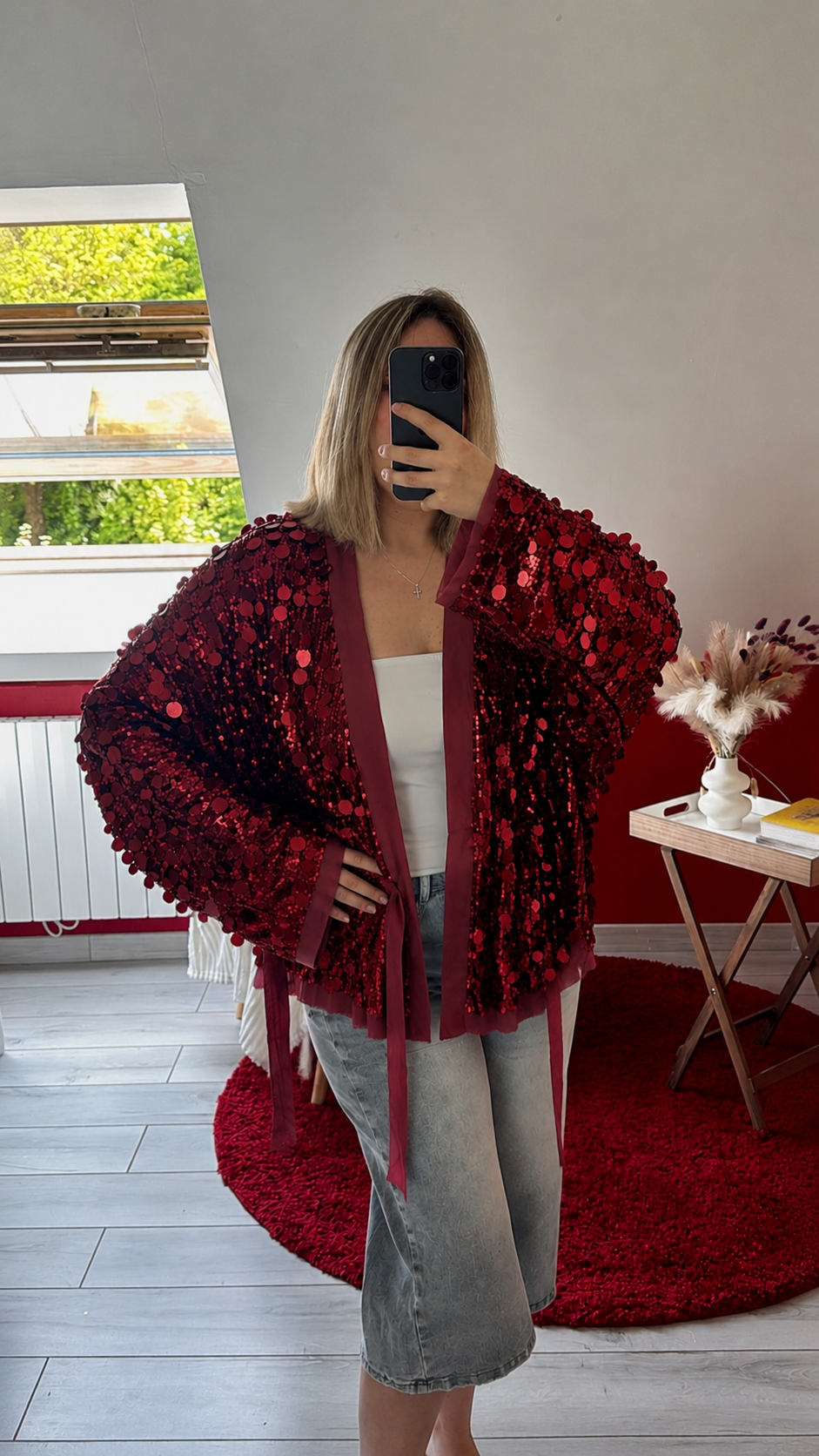 KIMONO SEQUIN PORTEFEUILLE BORDEAUX - MaisonKLLY