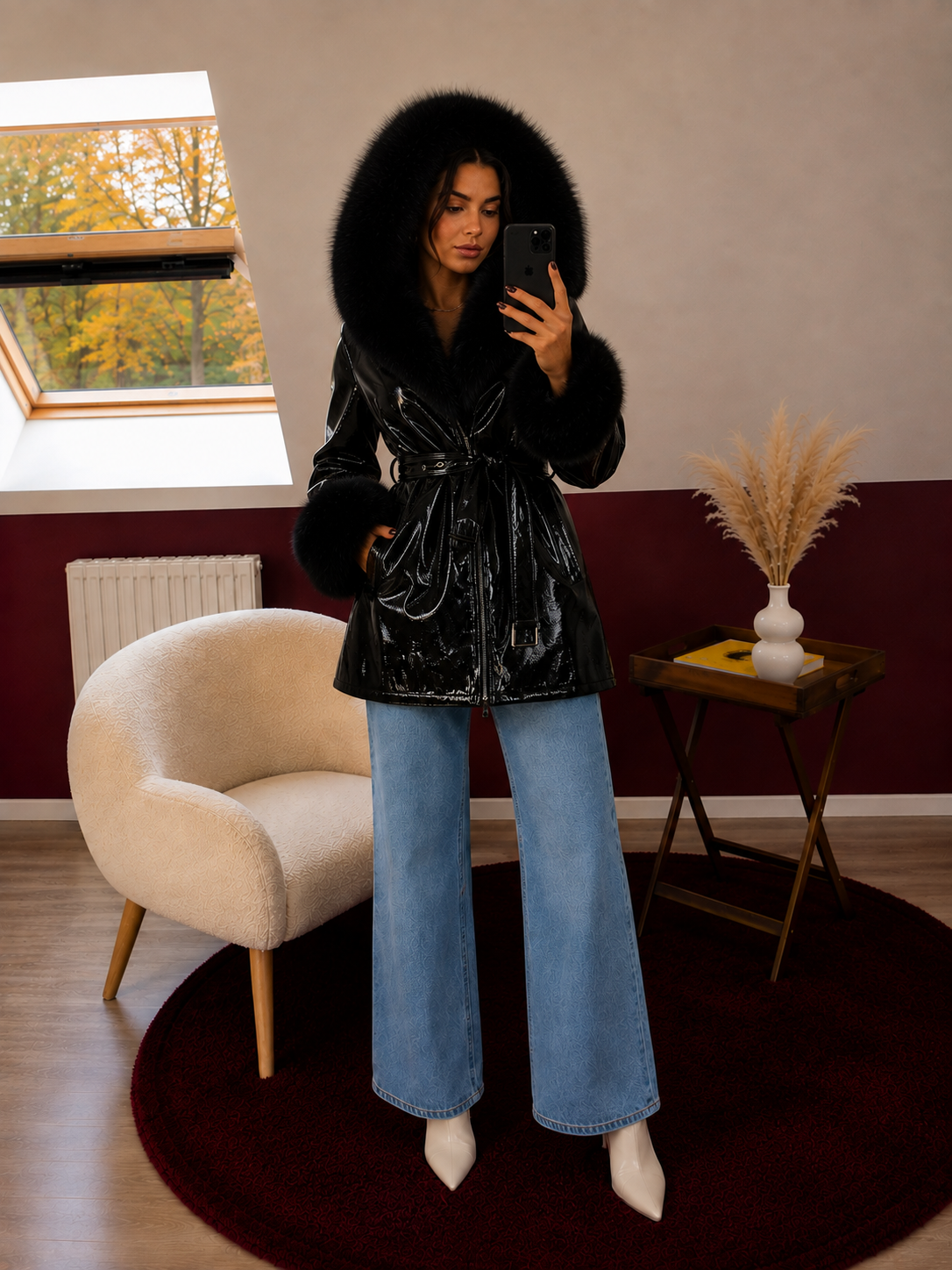 MANTEAU SIMILICUIR FOURRÉ - MaisonKLLY
