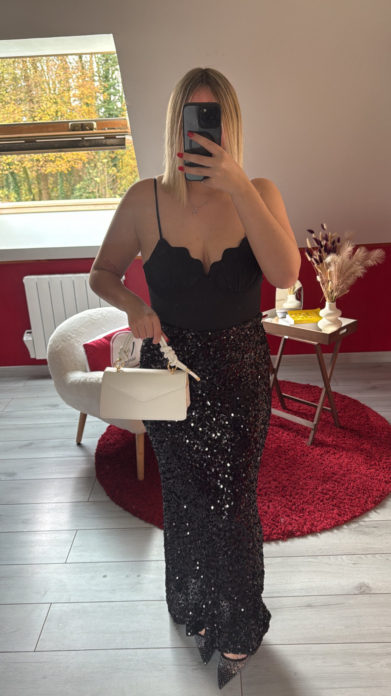 JUPE À SEQUIN NOIR - MaisonKLLY