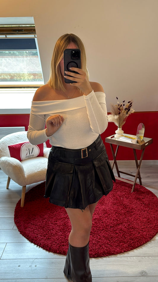 JUPE-SHORT EN CUIR
