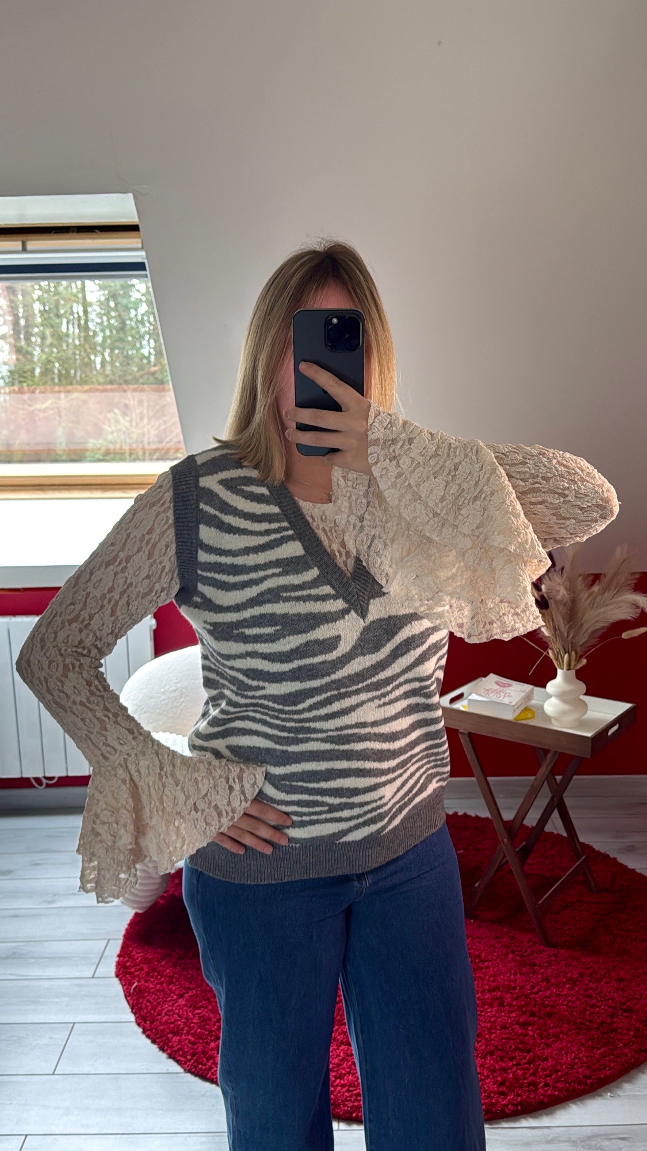 PULL SANS MANCHE ZÉBRÉ GRIS - MaisonKLLY
