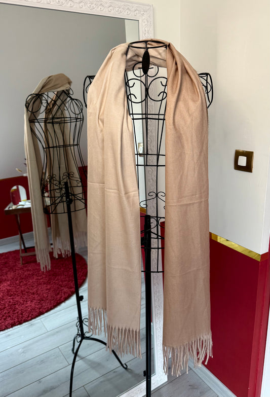 ÉCHARPE CACHEMIRE BICOLORE TAUPE ET BEIGE - MaisonKLLY