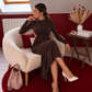 ROBES DOS NU SATIN CHOCOLAT