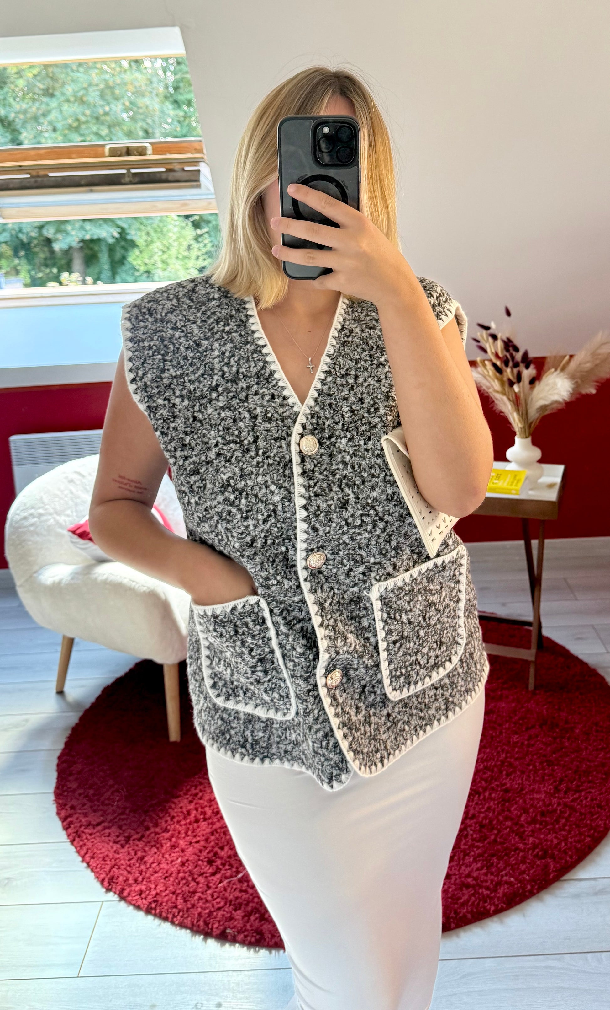 GILET SANS MANCHE GRIS - MaisonKLLY