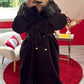 MANTEAU LONG MANCHE FOURRURE NOIR