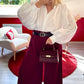 PANTALON FLUIDE BORDEAUX AVEC CEINTURE - MaisonKLLY