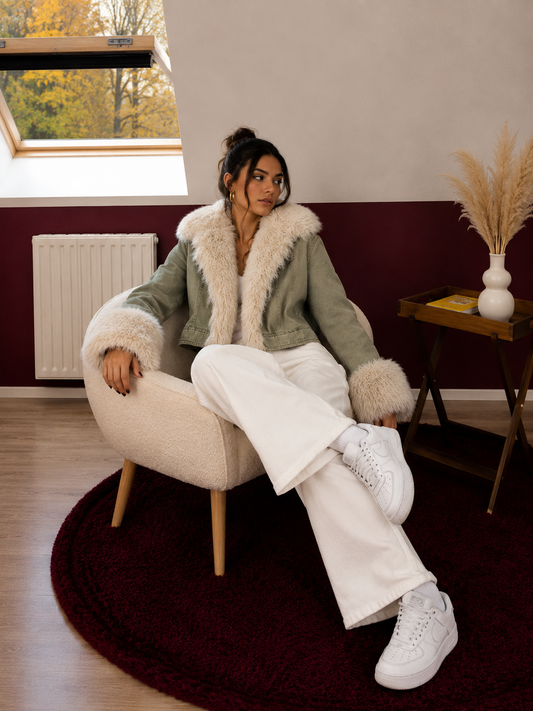 VESTE EN JEANS FOURRÉE - MaisonKLLY