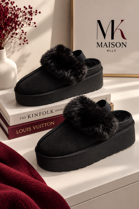 MULES FOURRÉ NOIR