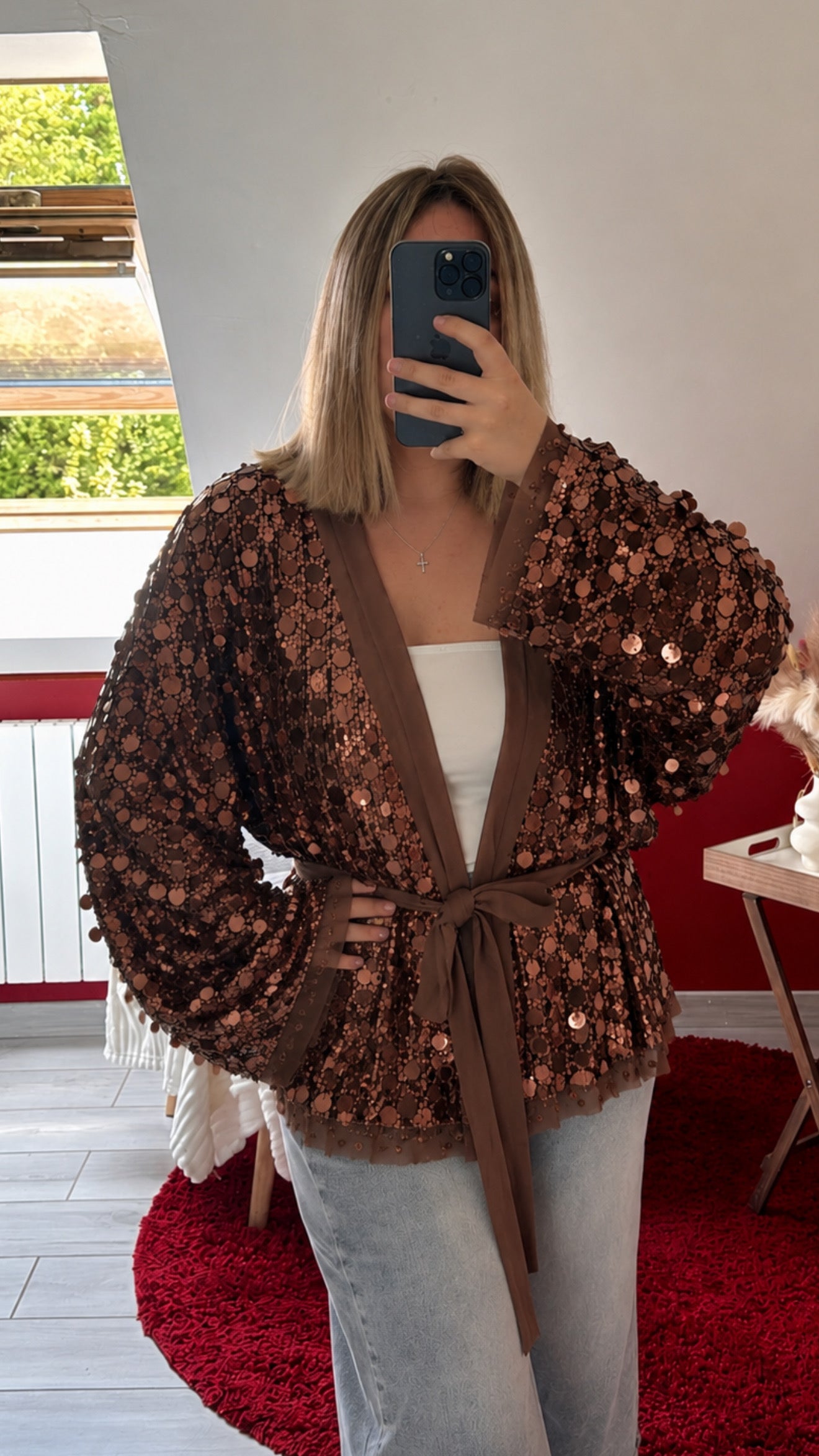 KIMONO SEQUIN PORTEFEUILLE CHOCOLAT - MaisonKLLY