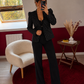 BLAZER NOIR À POIS BLANC COTON - MaisonKLLY