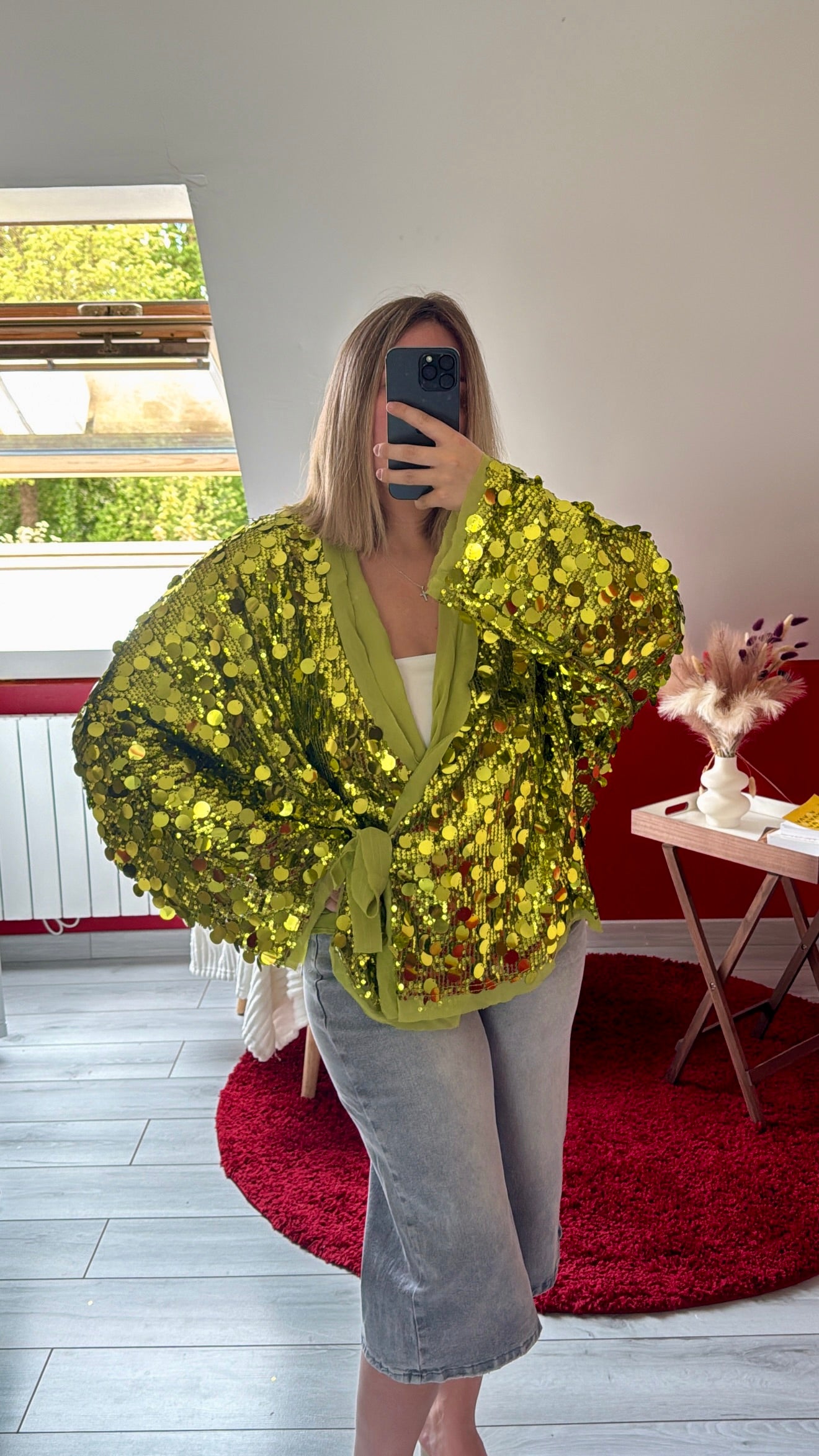 KIMONO SEQUIN PORTEFEUILLE VERT - MaisonKLLY