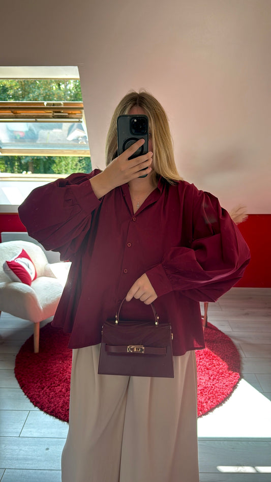 CHEMISE MANCHE BOUFFANTE BORDEAUX - MaisonKLLY