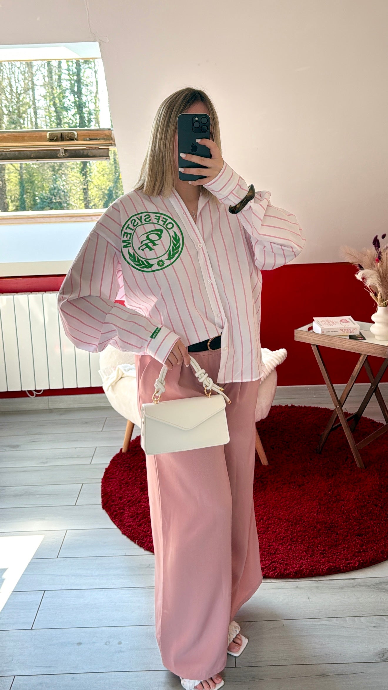 CHEMISE RAYURE ROSE - MaisonKLLY