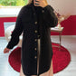 VESTE BOUTONNÉE LONGUE NOIR - MaisonKLLY