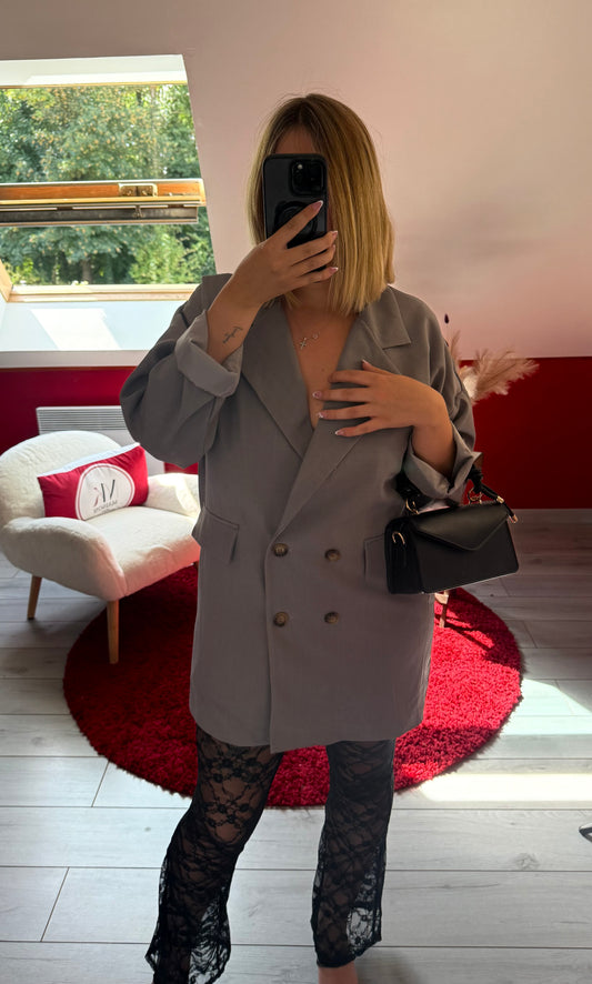 BLAZER OVERSIZE GRIS - MaisonKLLY