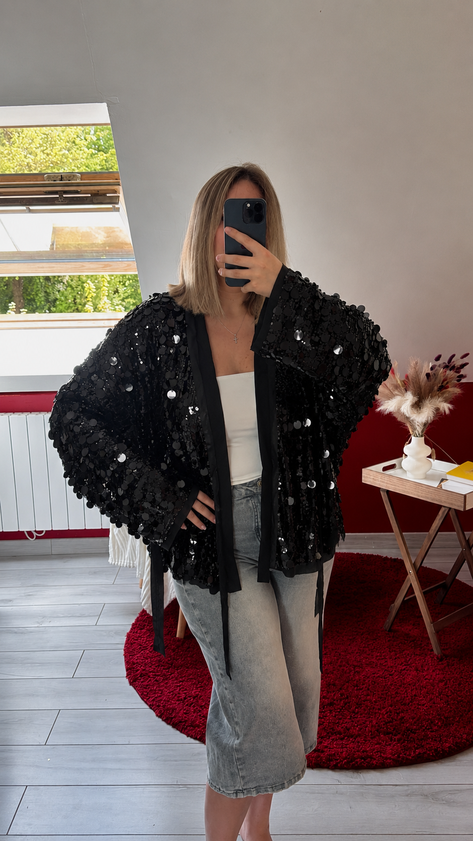 KIMONO SEQUIN PORTEFEUILLE NOIR - MaisonKLLY