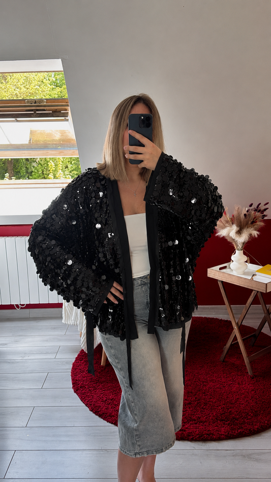 KIMONO SEQUIN PORTEFEUILLE NOIR - MaisonKLLY